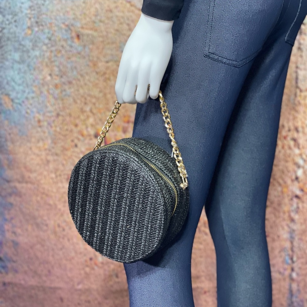 Black straw handbag NWT